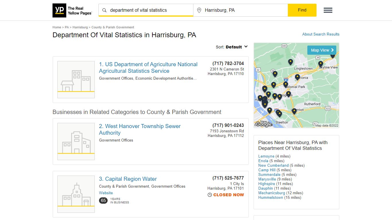 Department Of Vital Statistics in Harrisburg, PA - Yellow Pages